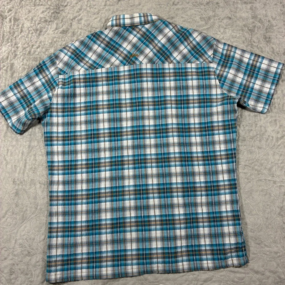 Kuhl Mens Hiking Button Down Shirt Size XXL Plaid Short Sleeve Blue - Picture 2 of 10